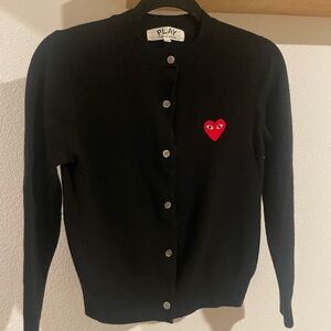 Comme des Garcons PLAY Black Cardigan with Red Heart Patch